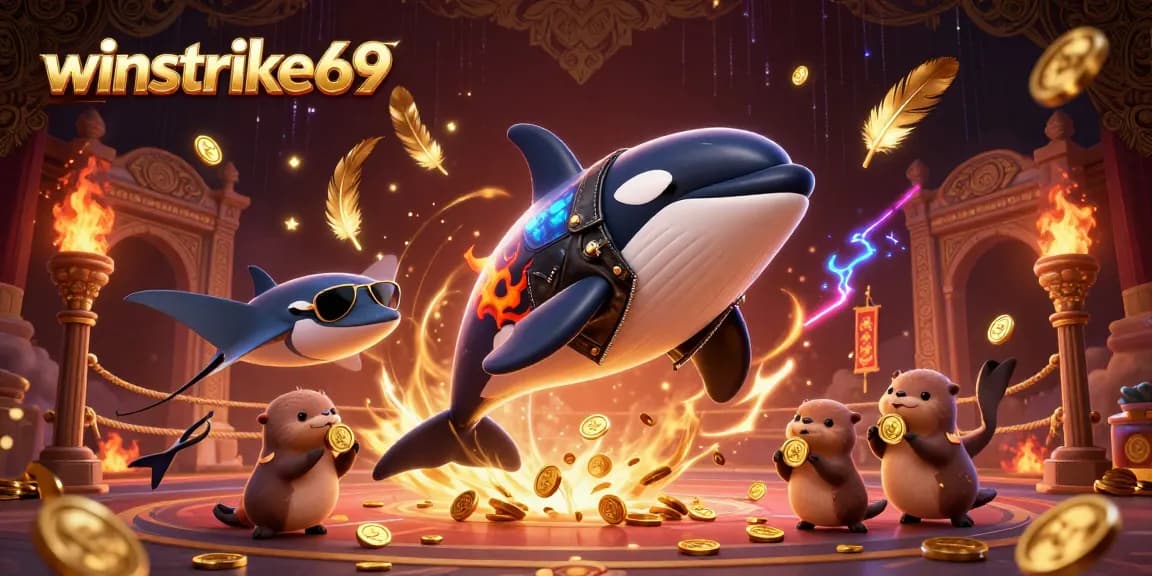 Winstrike69 enriches the underwater betting arena with vibrant sea creatures and golden coins.