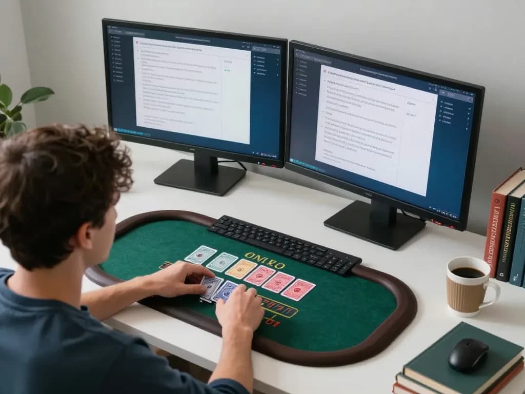 PG88 player strategizing in an online blackjack game from a comfortable home setup.