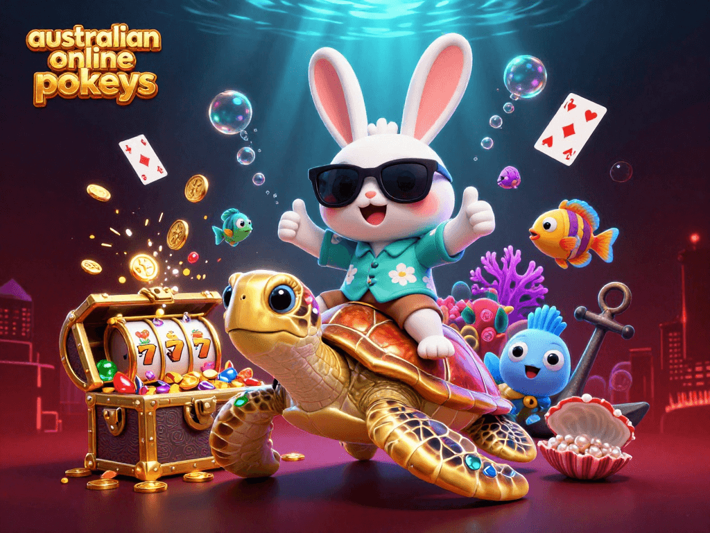 Engage with the excitement of australian online pokies through a vibrant 3D scene of a lucky rabbit.