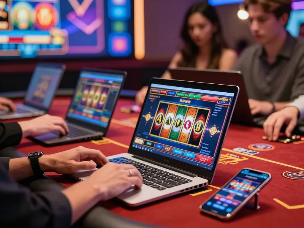 Players engaging in online casino gaming on their devices showcasing XX88 slots and poker.