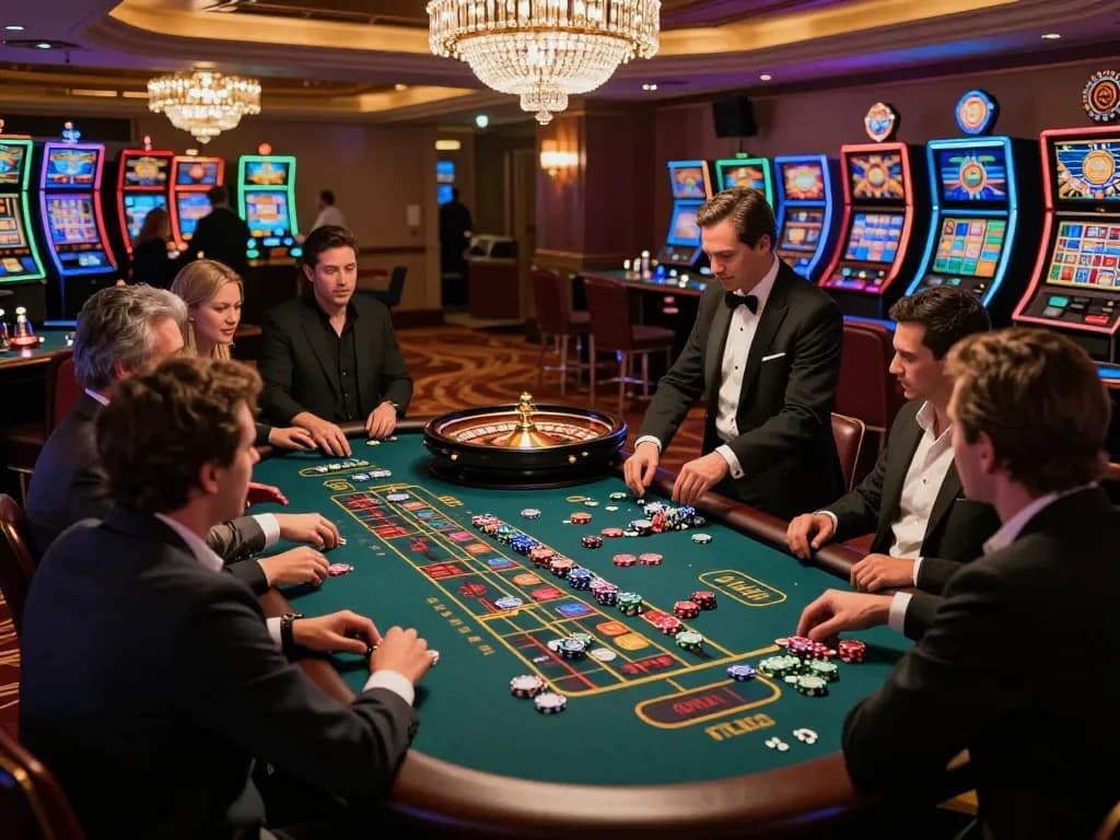 Players engage in thrilling gameplay at nhà cái rr88's roulette table, with colorful chips and dynamic atmosphere.