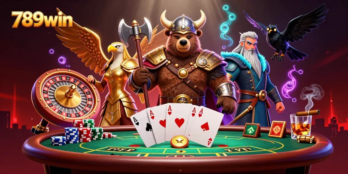 Experience thrilling live casino action with 789win's vibrant Viking-themed 3D illustration.
