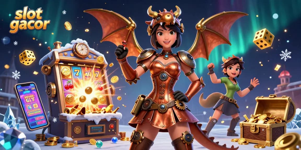 Experience slot gacor excitement with a stunning 3D illustration of winning moments in a vibrant casino.