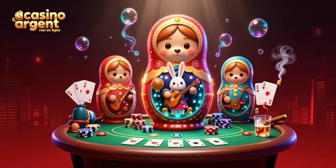 Jouez sur casino argent réel en ligne avec des ours dans un casino vibrant et coloré.