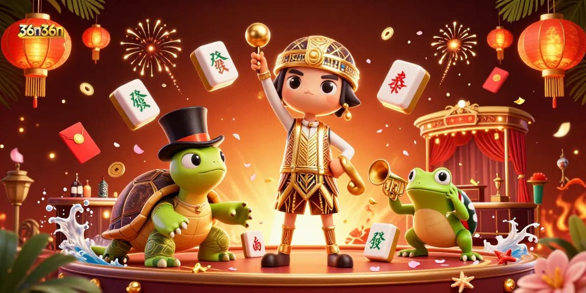 Join the fun at 36n36n with dynamic gaming action and vibrant casino elements in this captivating illustration.