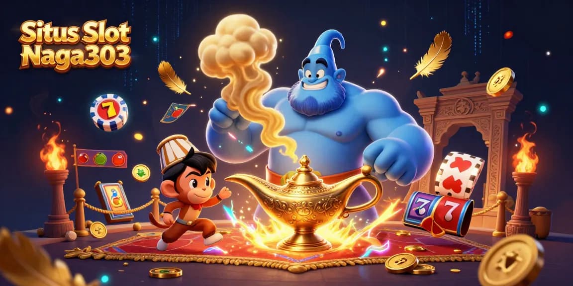 Spin to win on Situs Slot Naga303 with vibrant visual elements promoting online gaming excitement.