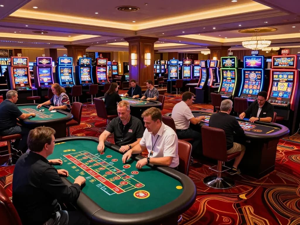 A thrilling scene of online players enjoying games at 58win casino, showcasing vibrant gaming activities.