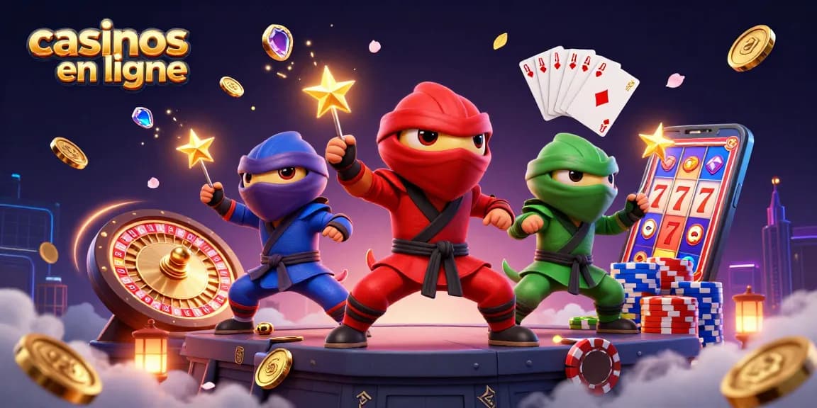 Découvrez les chameaux ninjas dans les casinos en ligne avec des pièces d'or et une roulette vibrante.