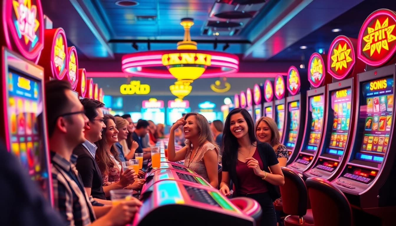 Menangkan slot depo 1000 di kasino penuh warna dengan pemain antusias.