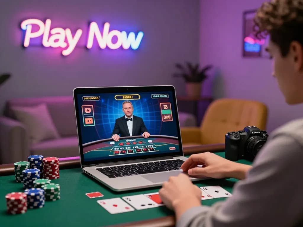 Engaging player enjoying baccarat사이트 gameplay online with live dealer.
