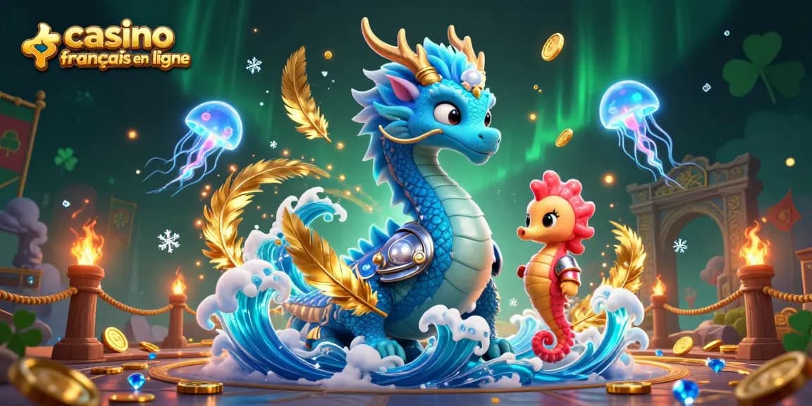Vivez l'excitation du casino français en ligne avec un dragon majestueux et un chevalier hippocampe