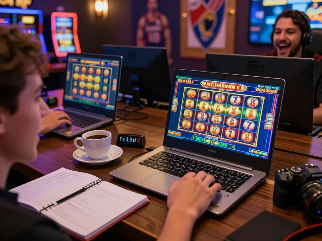 Engaged player enjoying winning on slot server thailand no 1 while gaming online at home, showcasing responsible betting practices.