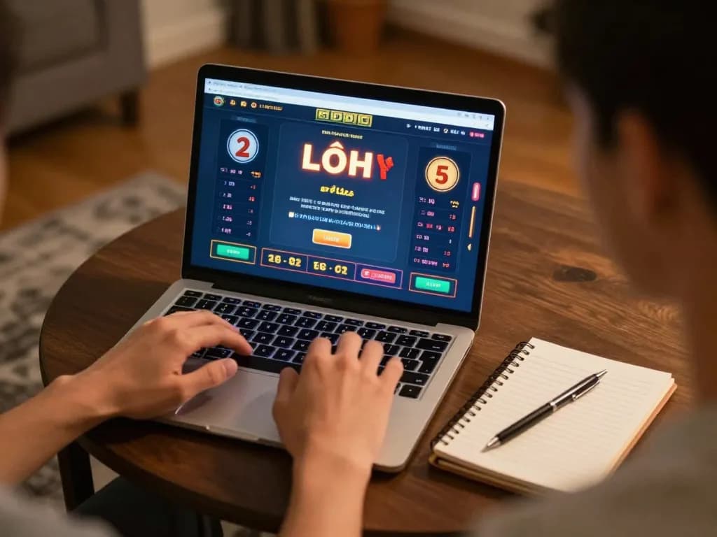 Lô đề online gameplay on a laptop from home, highlighting strategic betting actions.