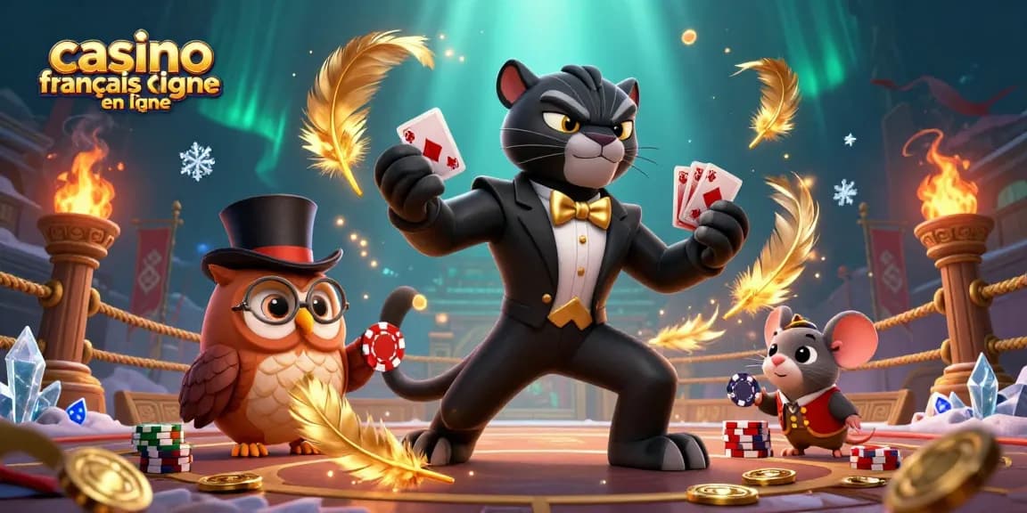Jouer à un casino français en ligne avec une élégante panthère, une chouette et une souris porte-bonheur.
