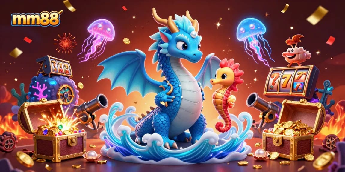 Play exciting games and win big at mm88 with thrilling 3D illustrations of vibrant casino elements.
