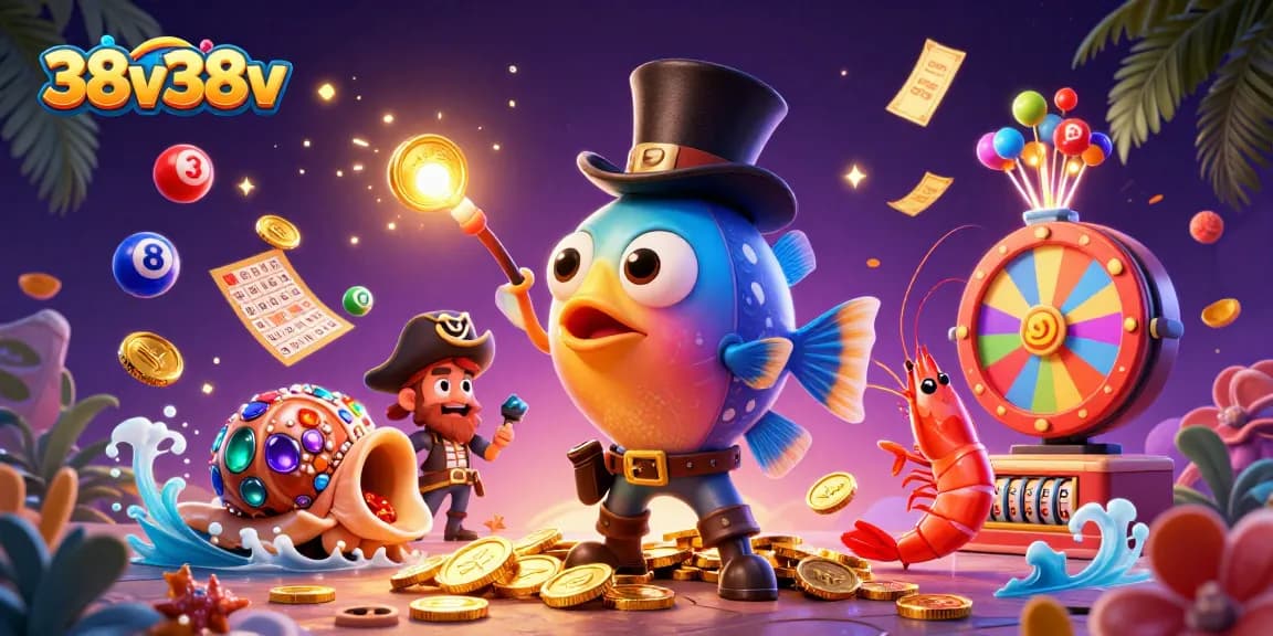 Experience thrilling wins with 38v38v's colorful lottery scene featuring vibrant game elements.