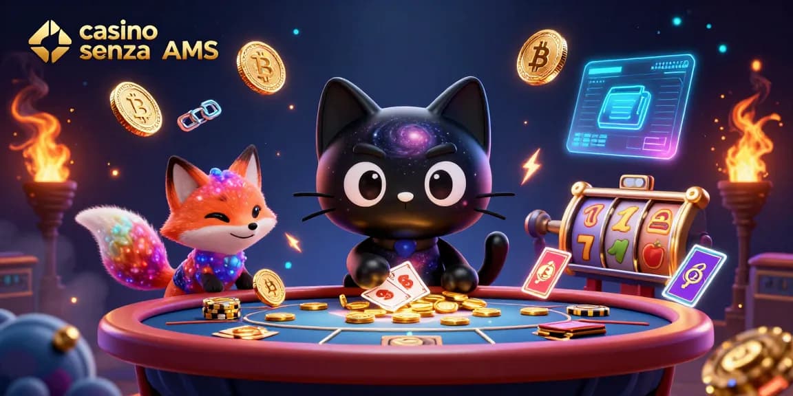 Giocando nel casino senza AAMS, un gatto nero buco nero attira fiches d'oro e carte con il suo fascino gravitazionale.