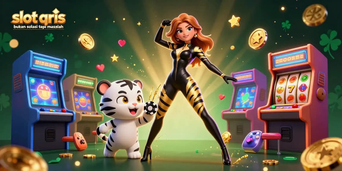Engaging 3D scene illustrates slot qris bukan solusi tapi masalah with characters and casino elements in action.