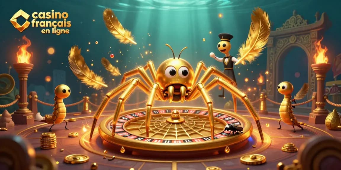 Vue dynamique d'un casino français en ligne avec des personnages animés et des éléments de jeu captivants.