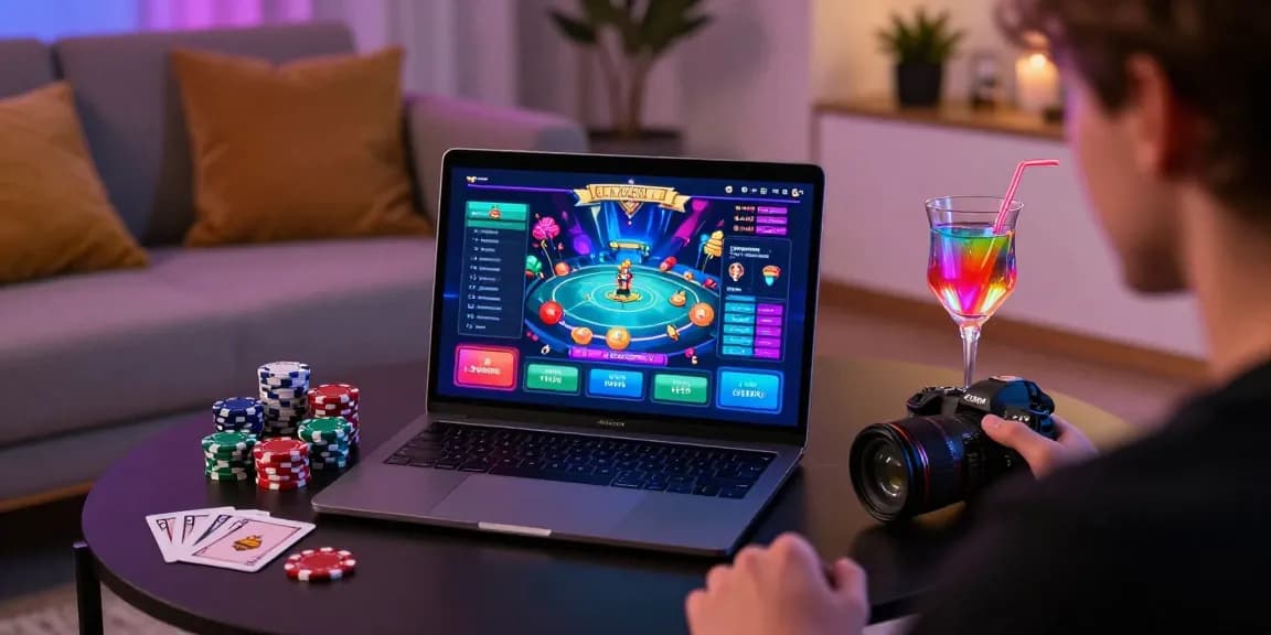 Engaging online gambling experience with raja 328 gaming graphics and modern home setup.