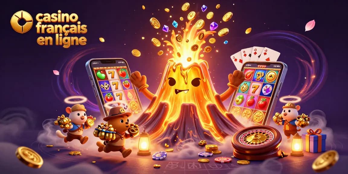Profitez de l'excitation du casino français en ligne avec ce volcan doré vibrant et ses trésors.