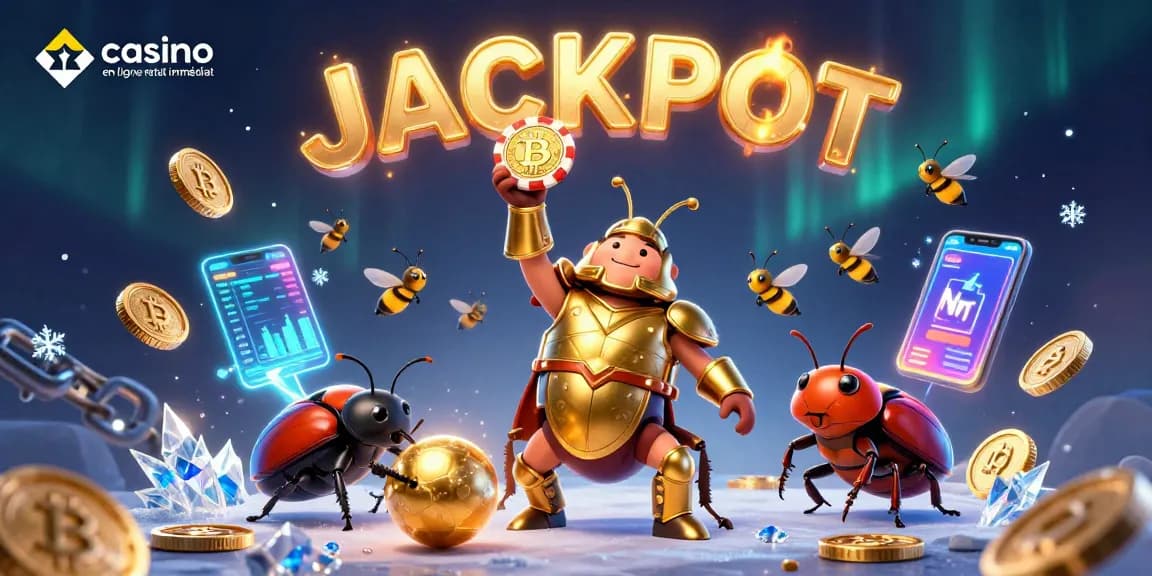 Gagnez rapidement avec le casino en ligne retrait immédiat, une illustration joyeuse et dynamique.