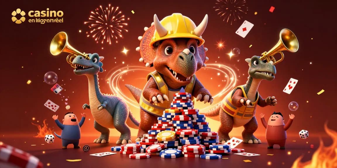Plongez dans l'univers du casino en ligne argent réel avec ce visuel vibrant, illustrant la fête et le jeu.