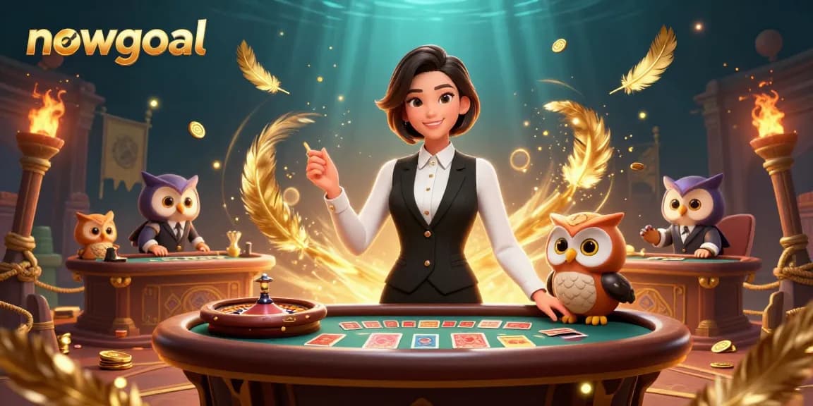 Track live sports scores on Nowgoal with the 3D illustration of dealers and casino elements.