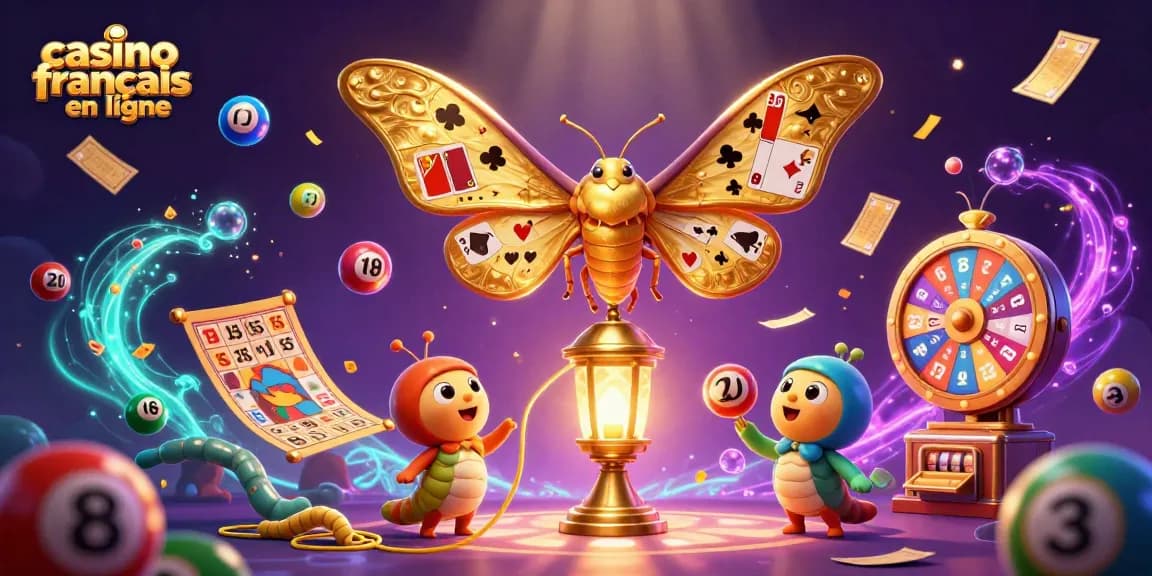 Profitez de l'excitation du casino français en ligne avec cette illustration dynamique et colorée.