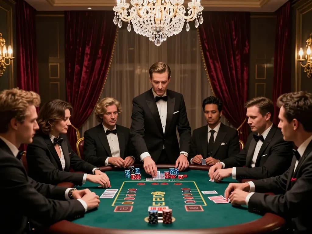 Experience intense gameplay at a blackjack table on cm88-t1, showcasing elegant attire and warm ambiance.
