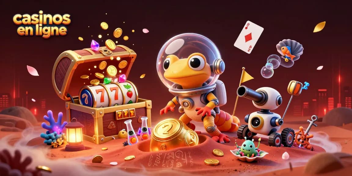 Jouez aux casinos en ligne avec un gecko martien et un rover robot au milieu des trésors.
