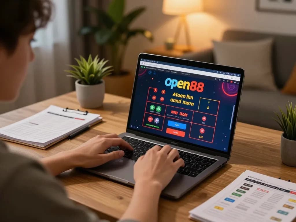 Experience online gambling strategies with open88 in a cozy home office setting.