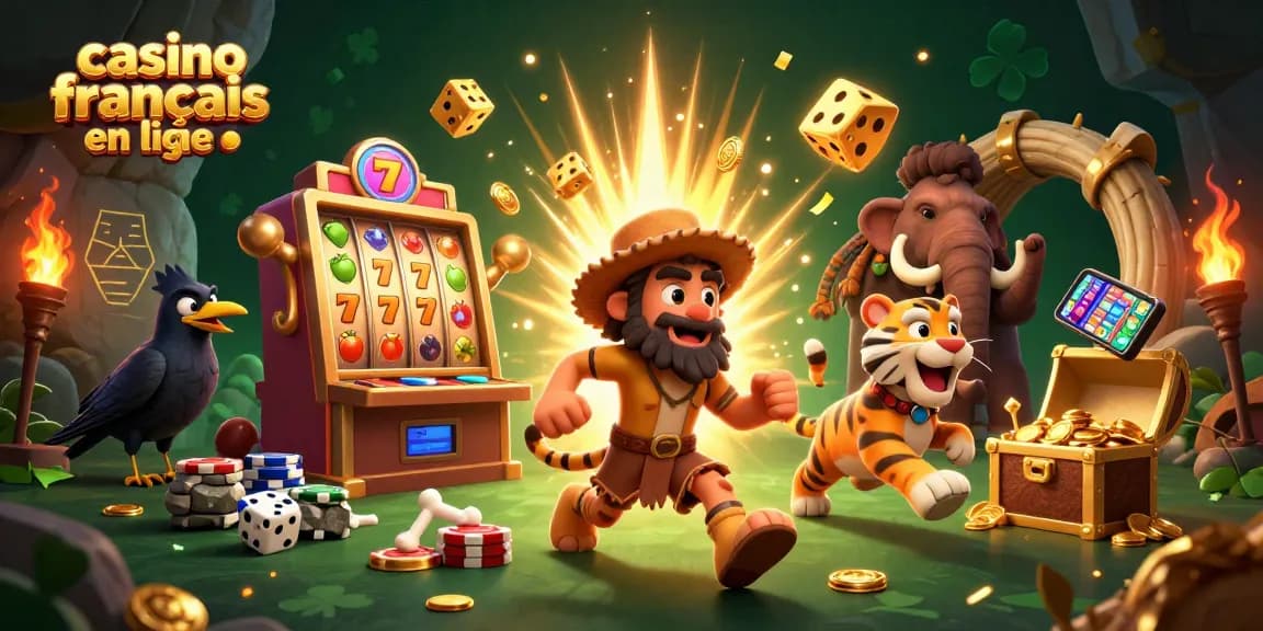 Vivez l'univers du casino français en ligne avec nos personnages préhistoriques et leurs jeux de hasard.