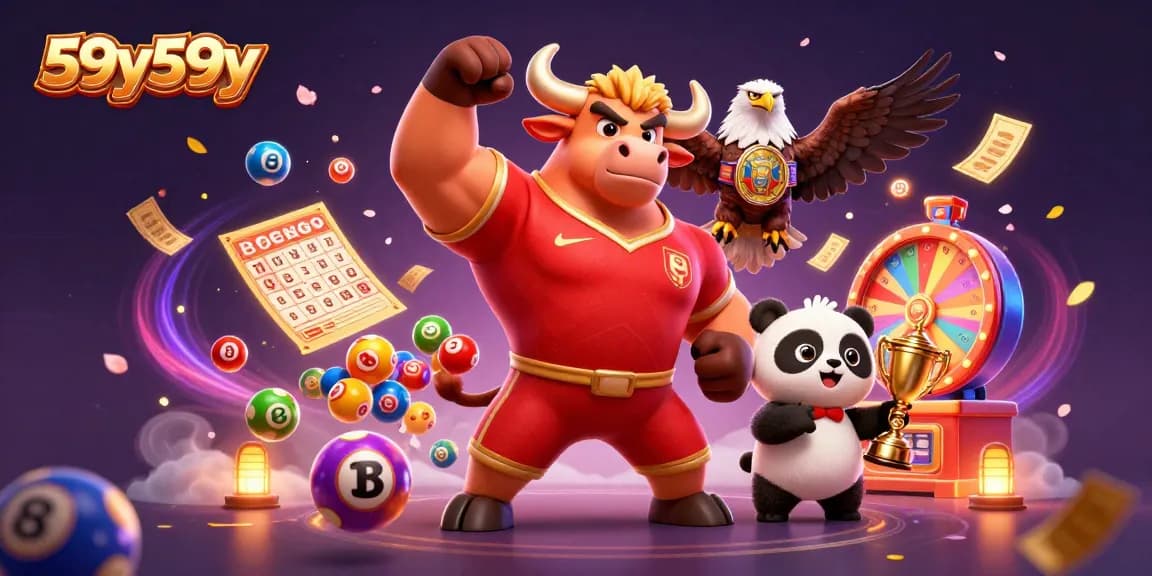 Engage with the thrilling world of 59y59y's vibrant lottery games featuring action-packed characters.