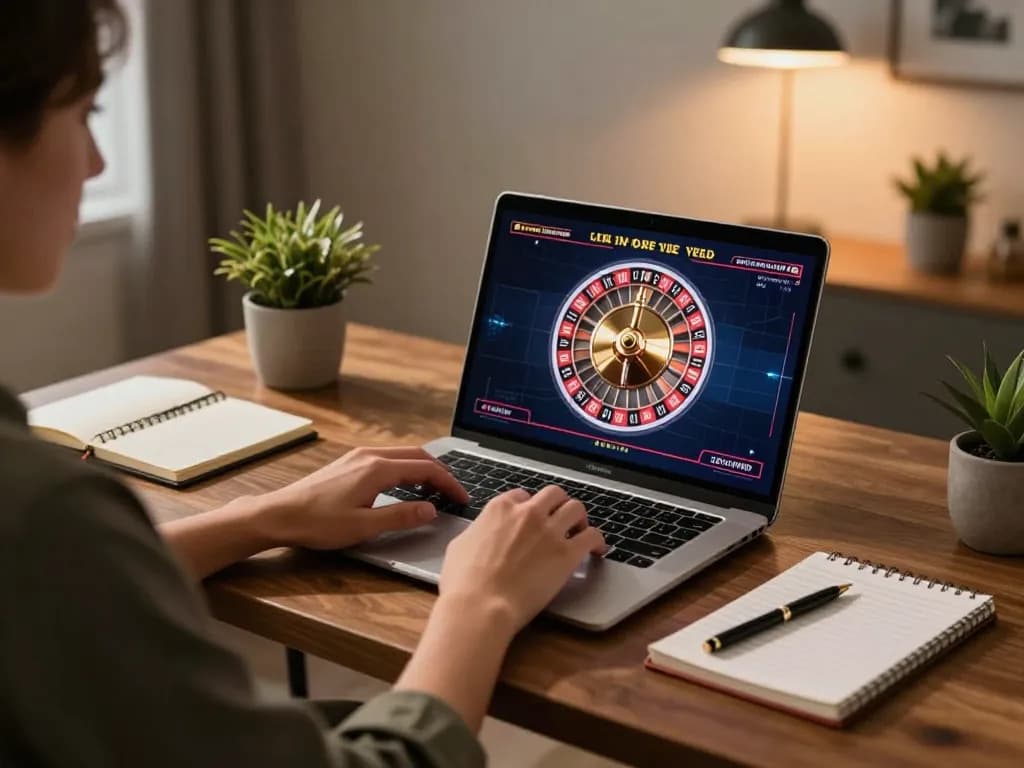 LUCK8 player enjoying interactive online roulette in a stylish home setting.