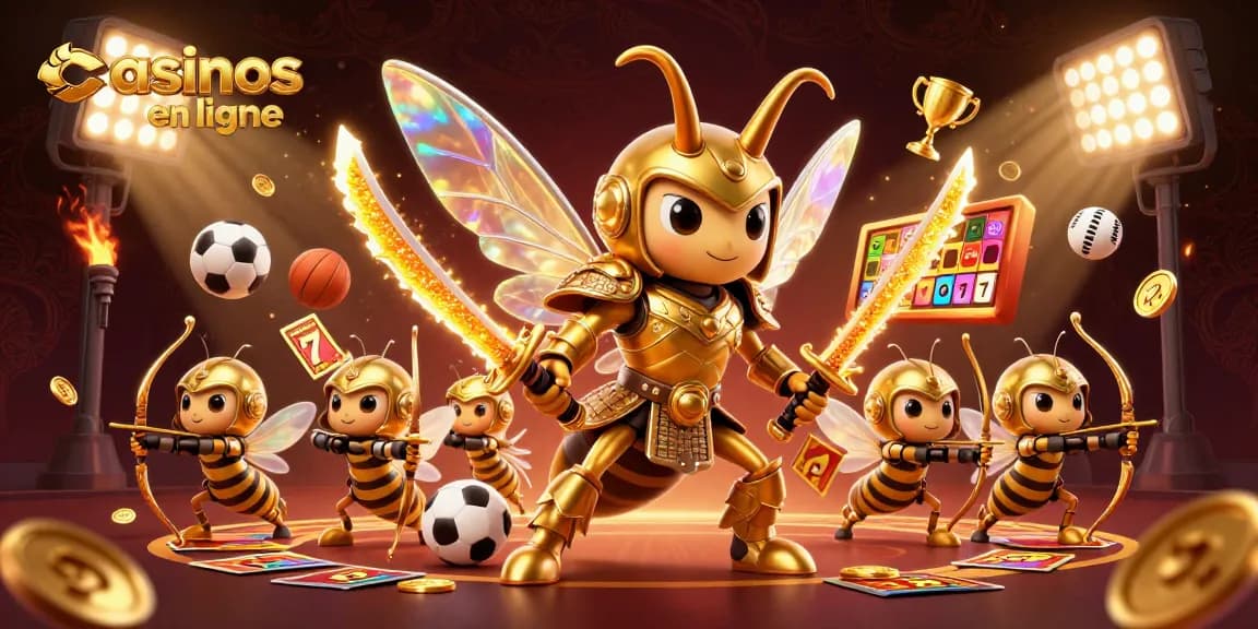 Les casinos en ligne avec un gigantesque frelon en armure de samouraï entouré d'archers adorables.