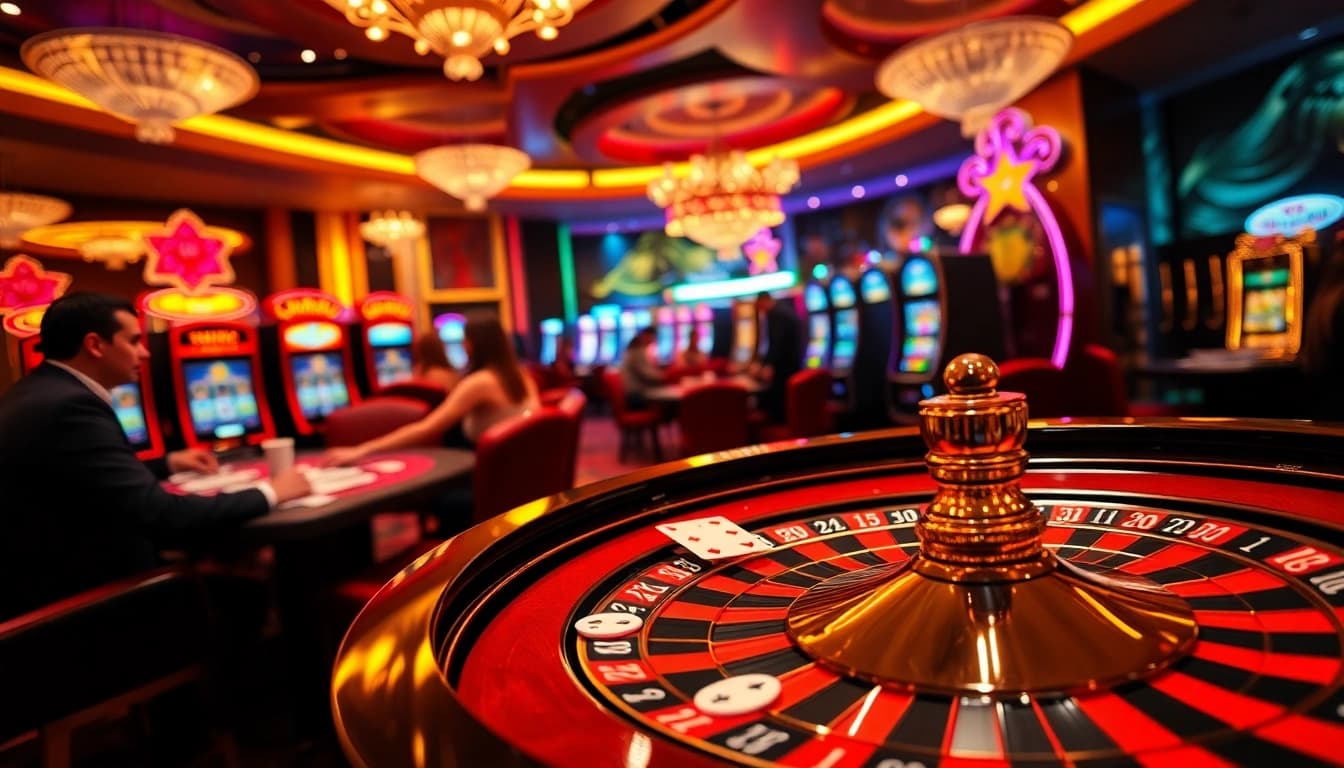 Players enjoying an exhilarating roulette game at https://luck882.co.com/ with chips and cards vividly displayed.