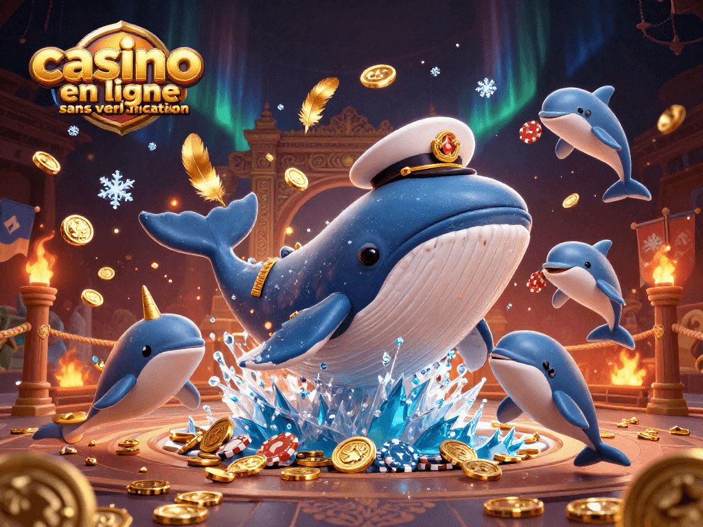 Jouer dans un casino en ligne sans vérification en toute sécurité avec un requin joueur et des dauphins.