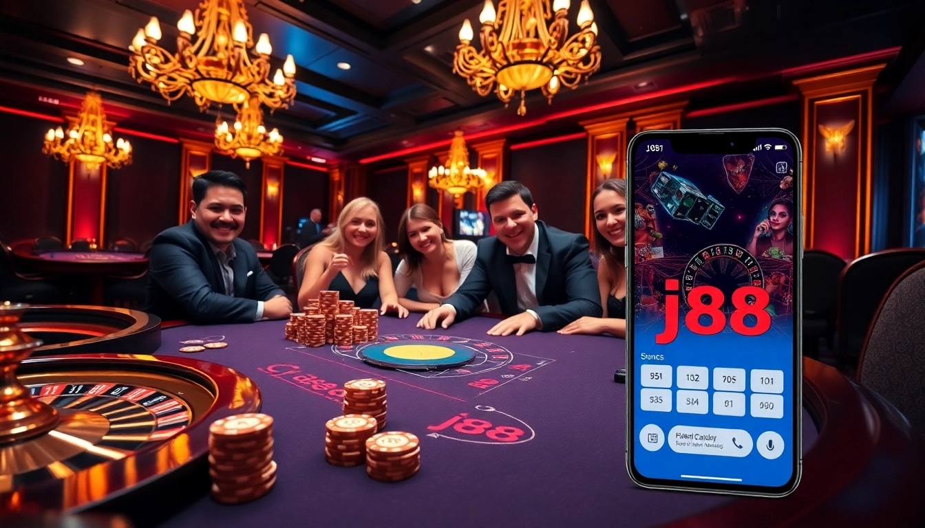 Experience thrilling gameplay at j88 with a vibrant casino atmosphere and digital interfaces.