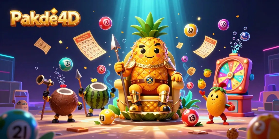 Pakde4D showcases an exciting 3D lottery scene filled with colorful bouncing balls and vibrant casino elements.