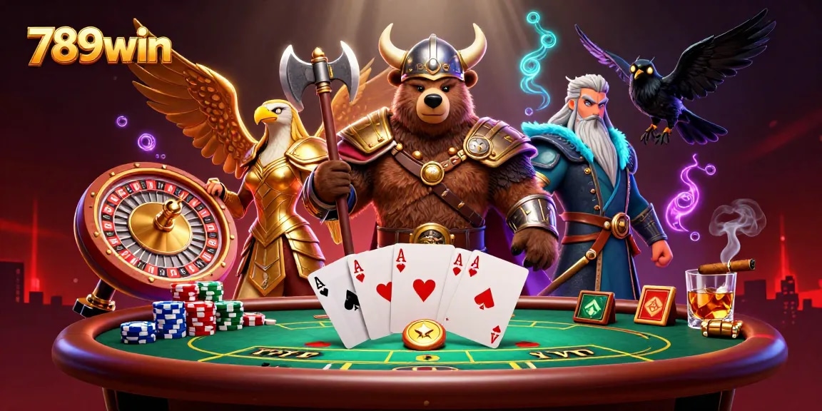 Experience thrilling live casino action with 789win's vibrant Viking-themed 3D illustration.