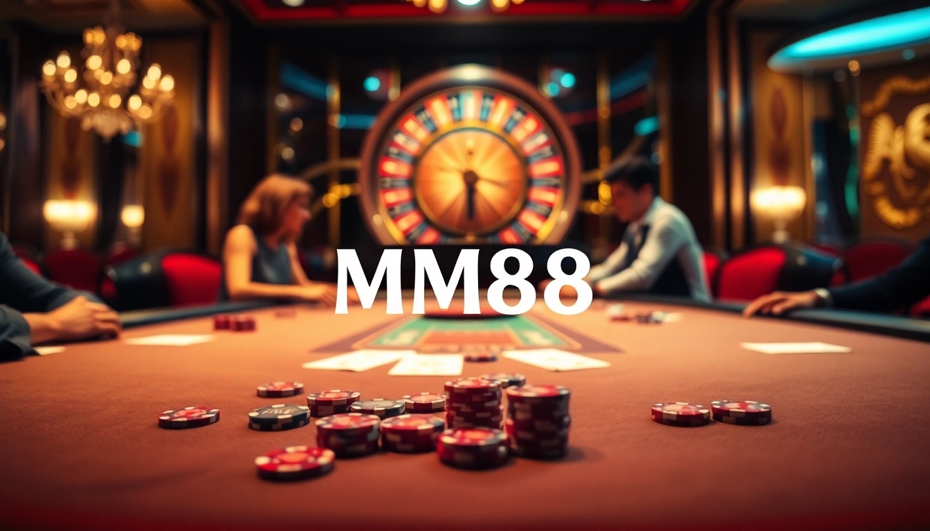 Experience thrilling gameplay at MM88's elegant poker table, showcasing high-stakes action and luxury.