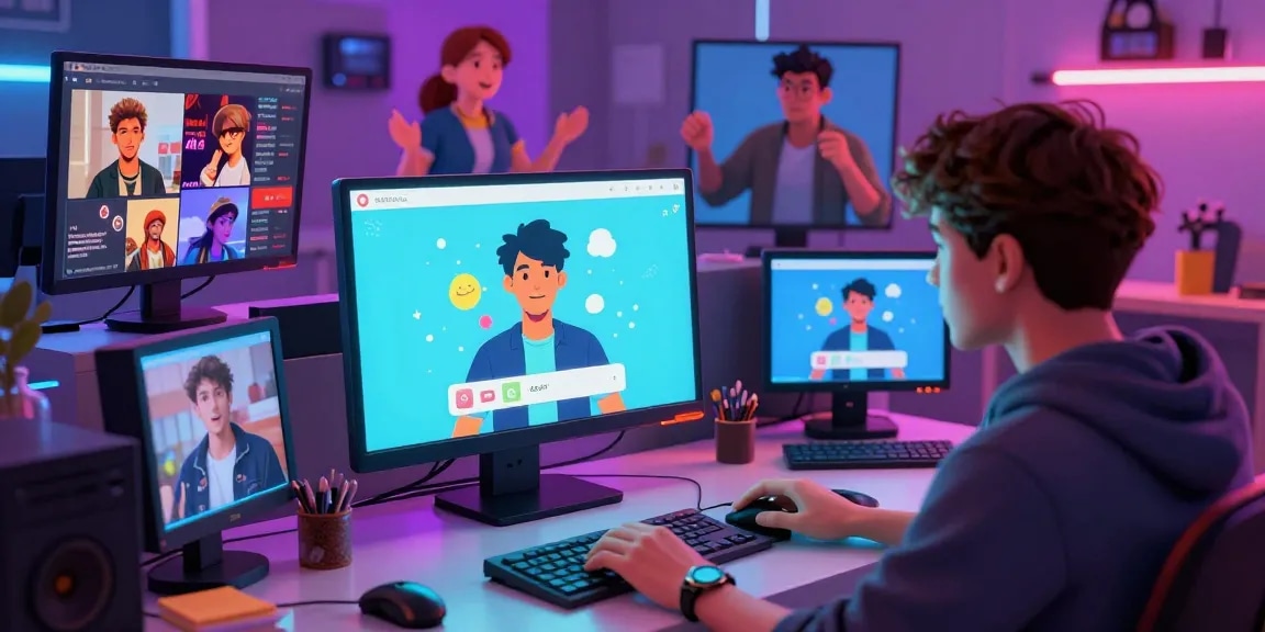 Player immersed in the Status app creating an avatar in a vibrant virtual setting.