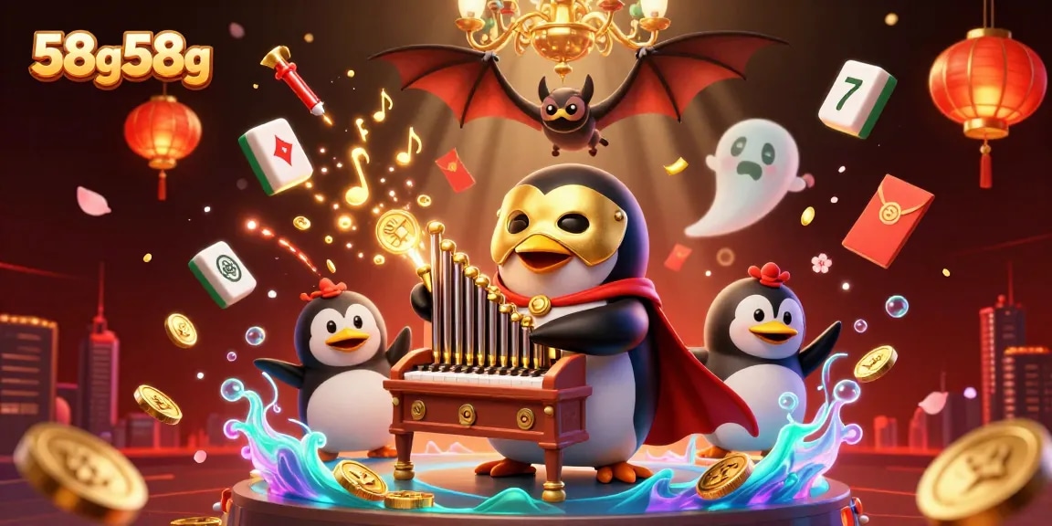 Experience the fun of 58g58g with a vibrant 3D casino scene filled with characters and gaming elements.