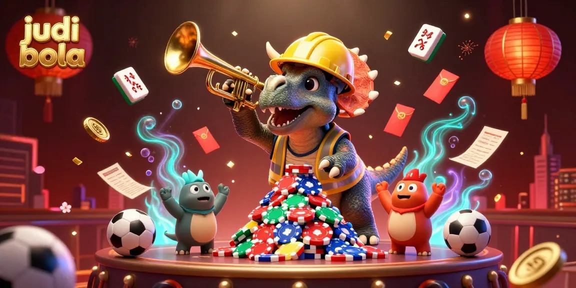 Celebrate judi bola betting with vibrant 3D characters building excitement in a casino scene.