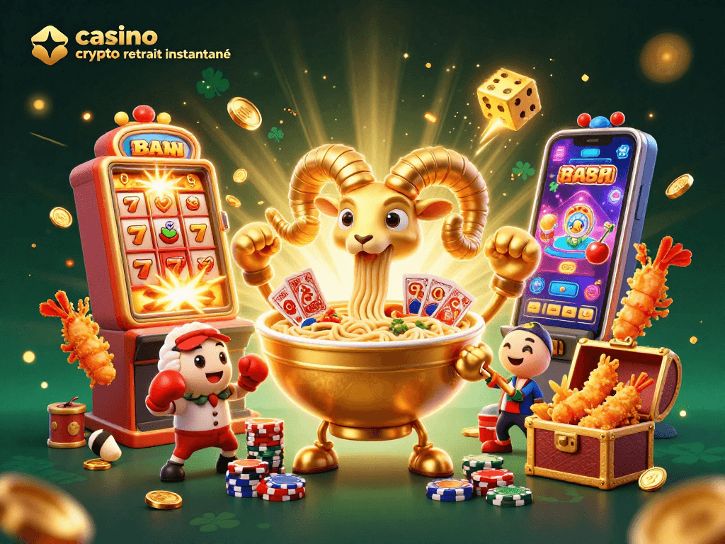 Profitez du casino crypto retrait instantané avec cette illustration dynamique et colorée.