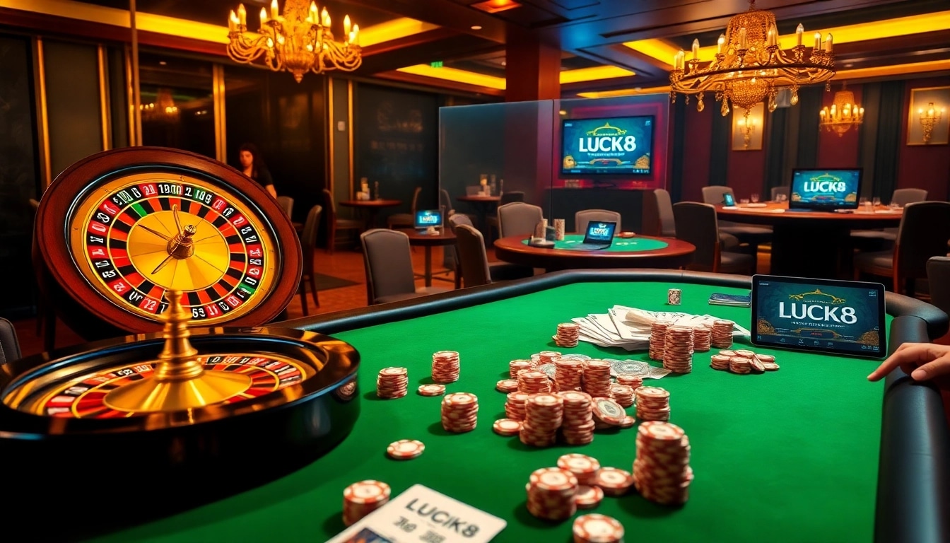Enjoy the excitement of LUCK8 with vibrant casino games and engaging players in a luxurious setting.