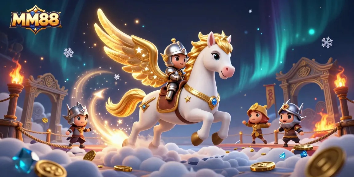 Experience thrilling gameplay with MM88 in an exciting 3D illustration of magical casino adventures.