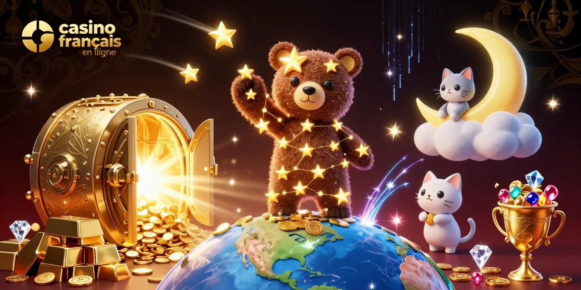 Découvrez le casino français en ligne avec des personnages animés attirant des richesses scintillantes.
