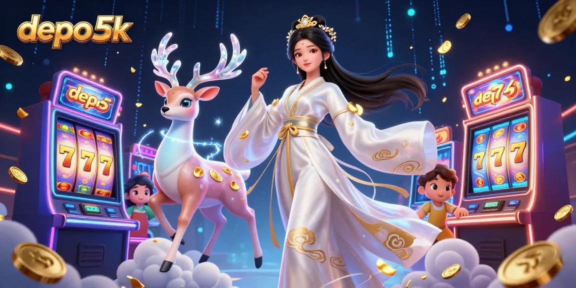 Spin to win with depo 5k at vibrant slot machines, showcasing a dynamic gaming adventure.